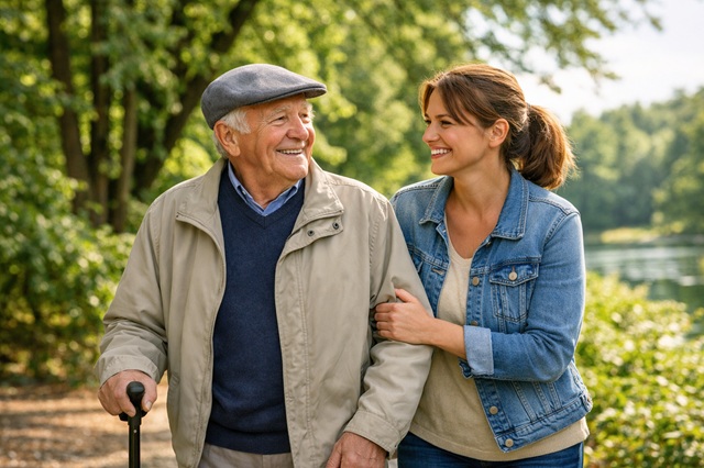 personne âgée et son aidant
