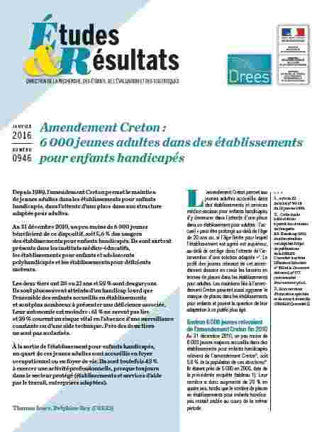 Amendement Creton étude Drees 2016