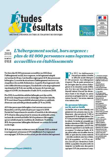 Herbergement urgence drees juin 2015